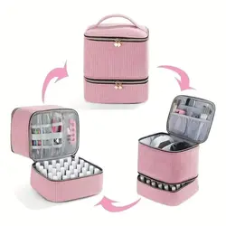 Organizador de esmaltes de uñas doble capa, bolsa gran capacidad