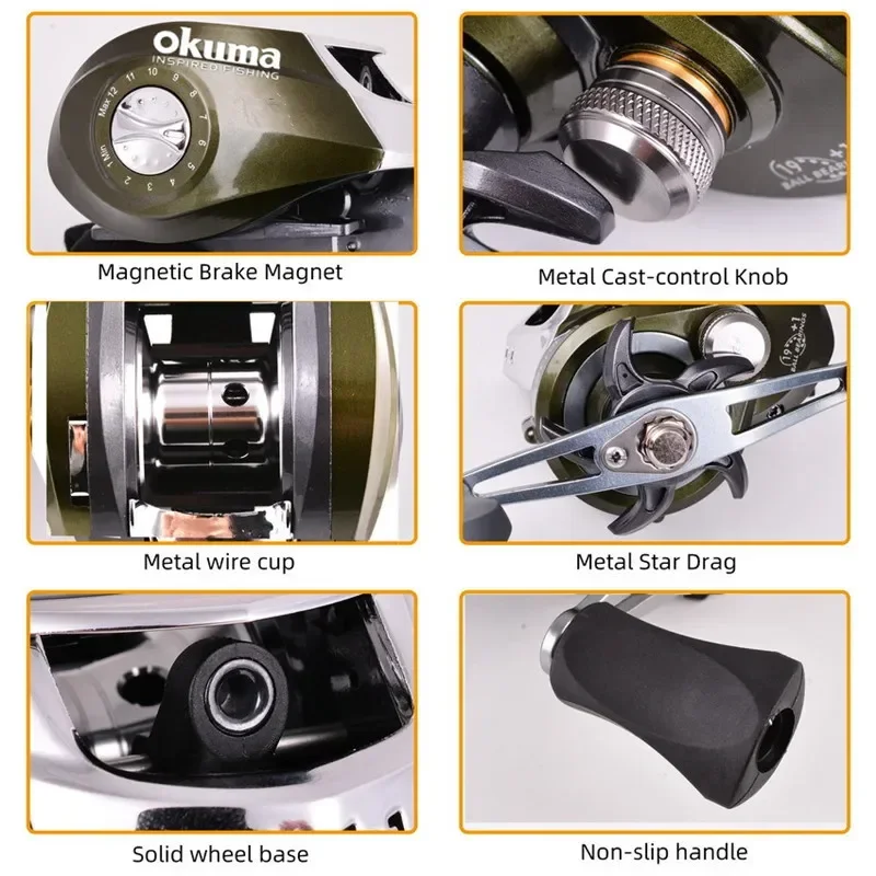 Carrete Baitcasting Okuma Alta Velocidad – Copa Alambre Gota Agua - imagen 5