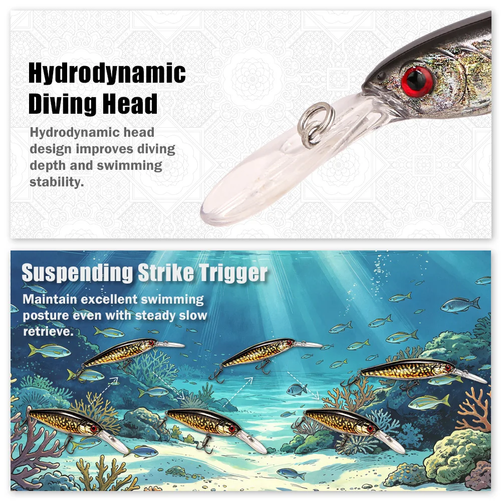 B&U minnow jerkbait suspending con anzuelos BKK para lucioperca - imagen 5