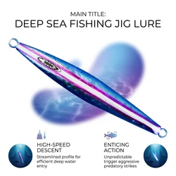 Señuelo metálico UV luminoso de hundimiento lento para aguas profundas