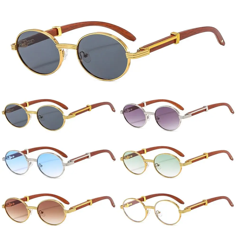 Gafas de sol redondas con montura pequeña y lentes ovaladas