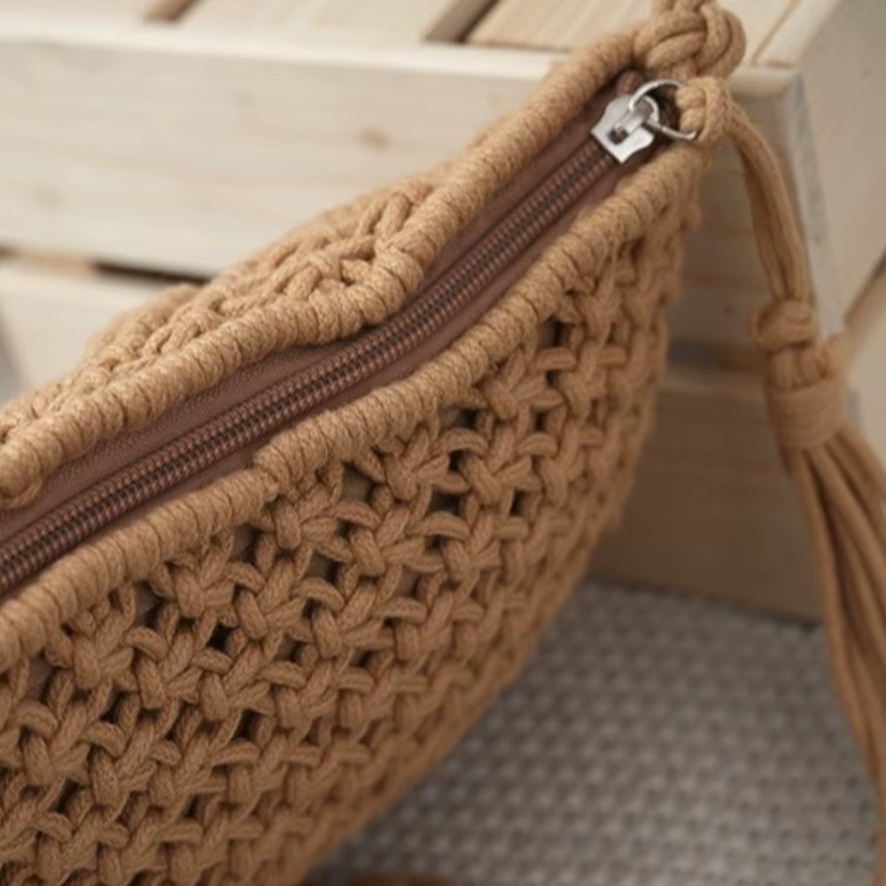 Bolso bandolera tejido para playa y viajes