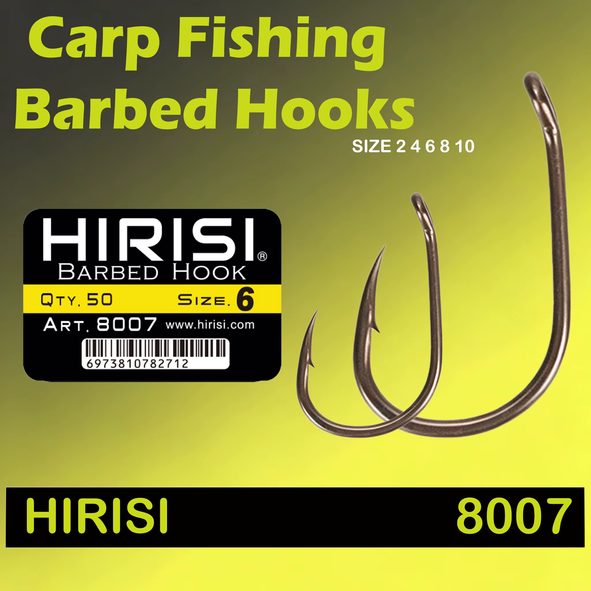 Hirisi 8007 – Anzuelos de pesca con ojo y recubrimiento PTFE - imagen 4