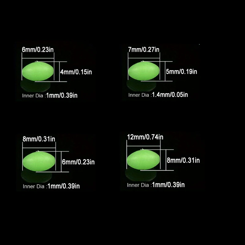 Cuentas Luminosas Ovaladas Flotantes para Aparejos de Pesca Nocturna - imagen 2