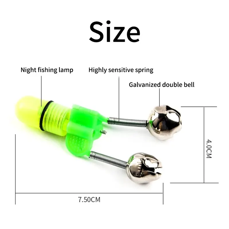 Alarma de anzuelo luminosa con doble anillo para pesca nocturna - imagen 4