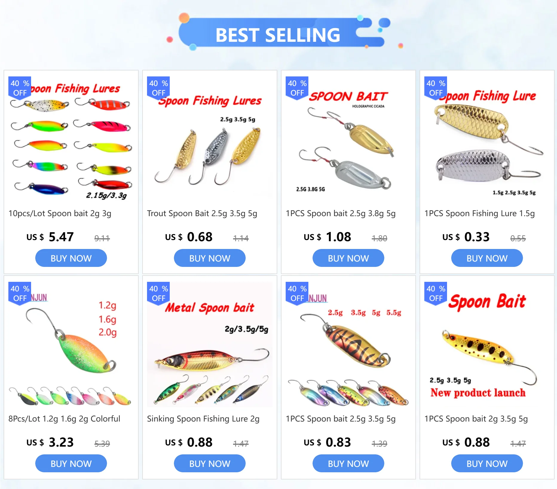 Set de 10 señuelos blandos AJLURES con cola en T roscada inversa