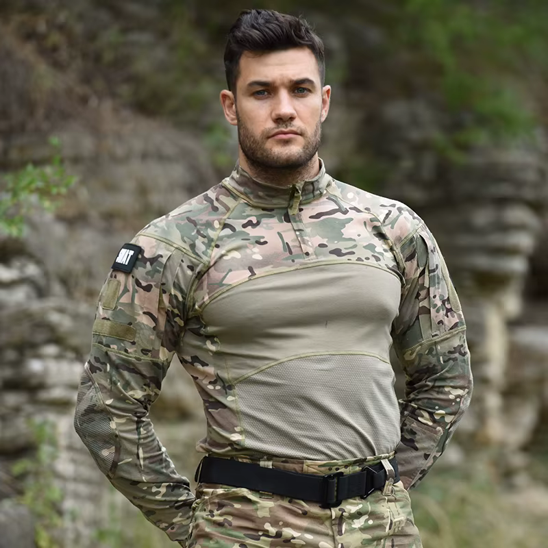 Camiseta de Pesca Camuflaje Manga Larga con Protección UV