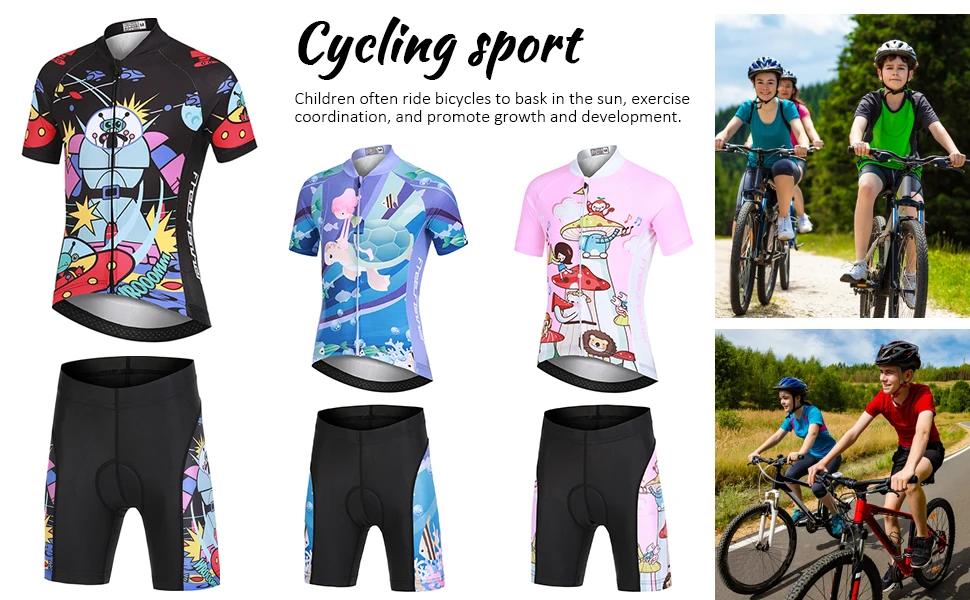 Conjunto de ciclismo infantil con jersey y pantalones cortos