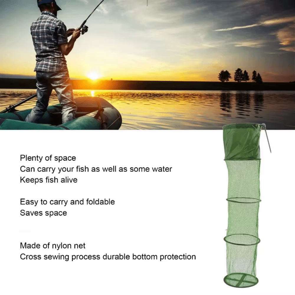 Cesta Plegable de Pesca 25-33cm Nylon con Marco Metálico - imagen 2
