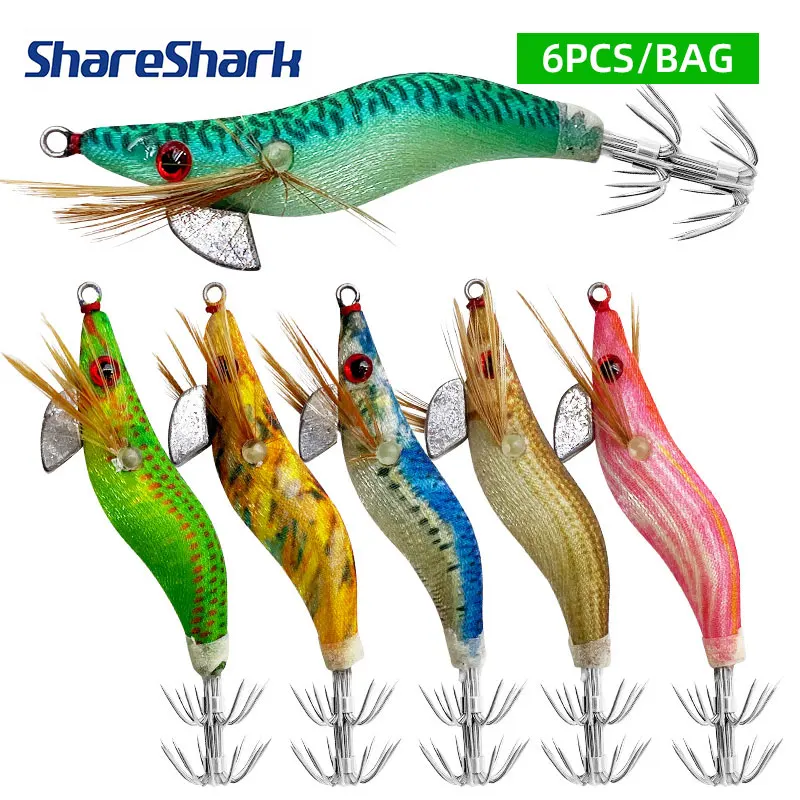 Señuelo luminoso de madera tipo camarón y calamar ShareShark - imagen 2