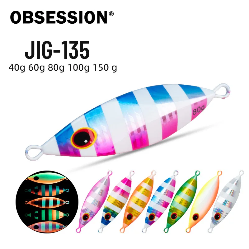 Obsession J135 señuelo jigging hundimiento lento con brillo UV lubina - imagen 2