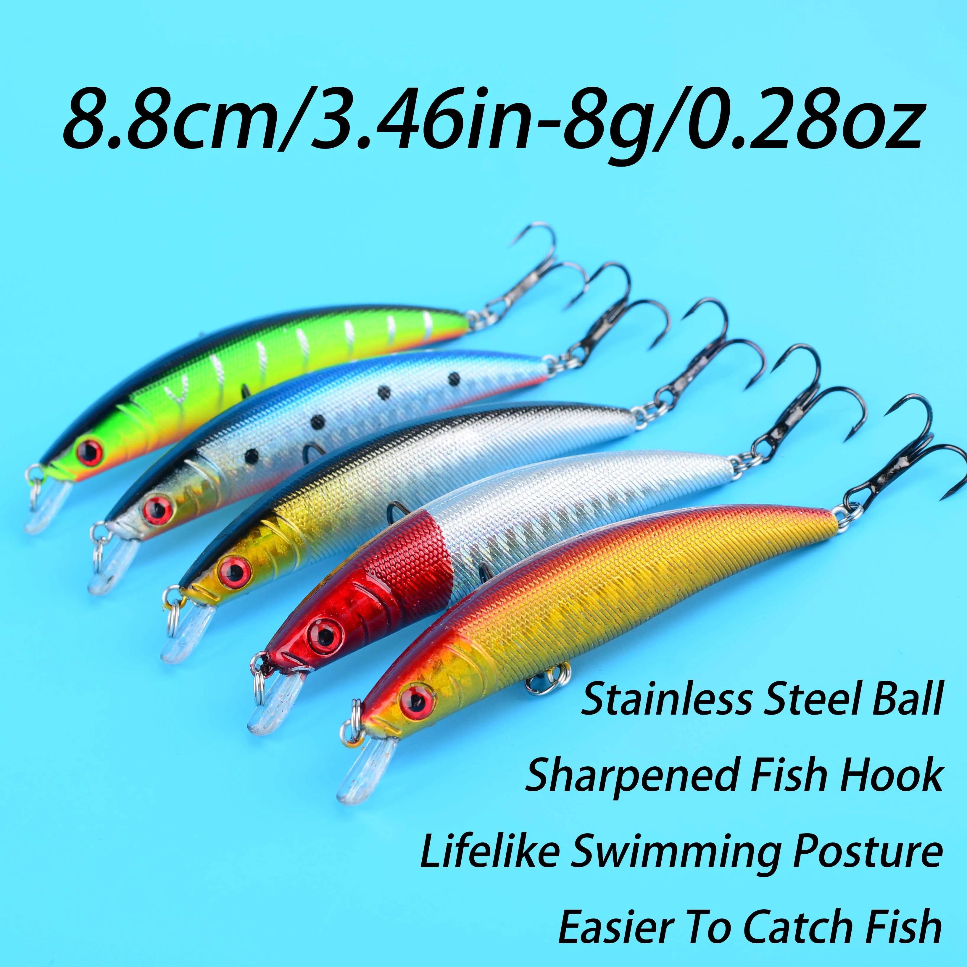 Crankbait Minnow flotante con ojos 3D láser para lubina y lucio - imagen 2