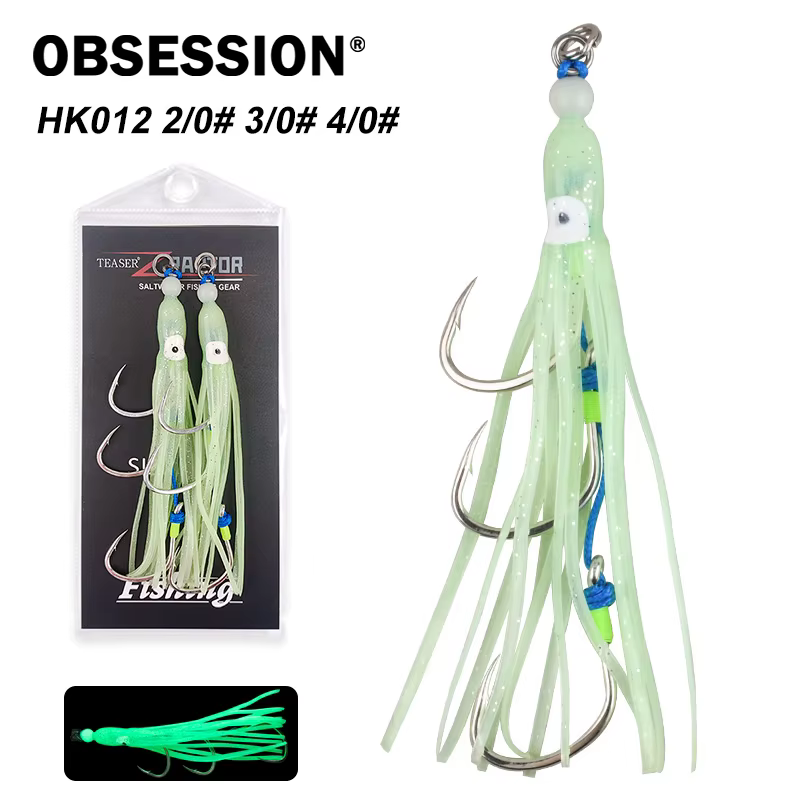 Obsession HK012 Anzuelos Triples Biónicos para Calamar en Agua Salada