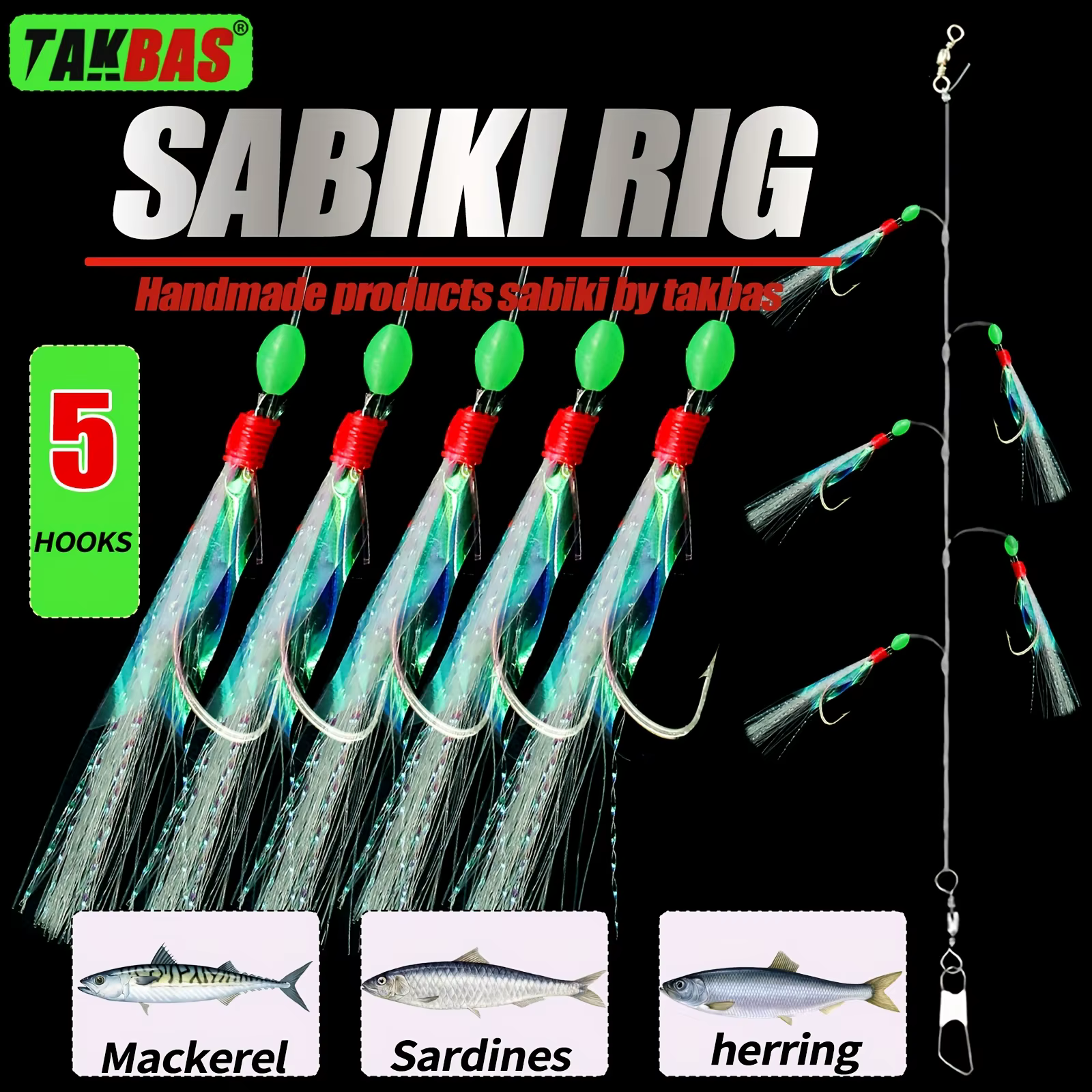 Anzuelos Takbas Sabiki con triples luminiscentes para caballa - imagen 3