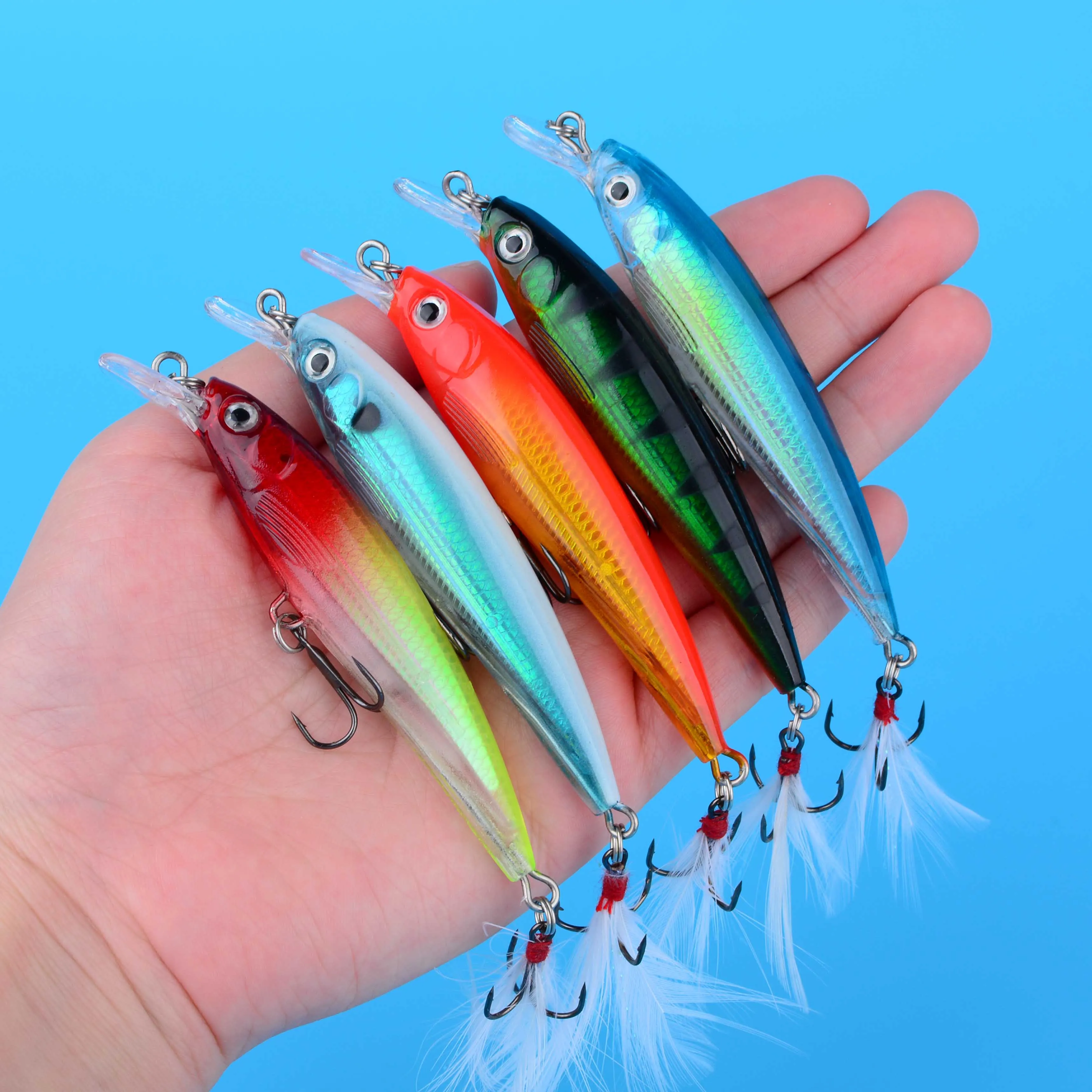 Variedad de colores disponibles en el pack de 10 señuelos