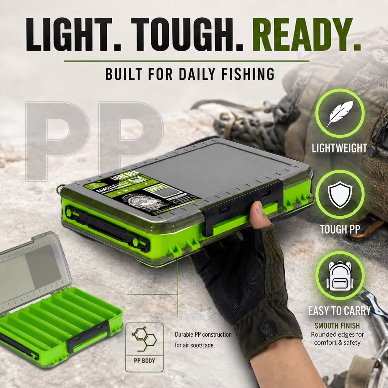 SAMOLLA Caja doble para señuelos de pesca con compartimentos grandes - imagen 5