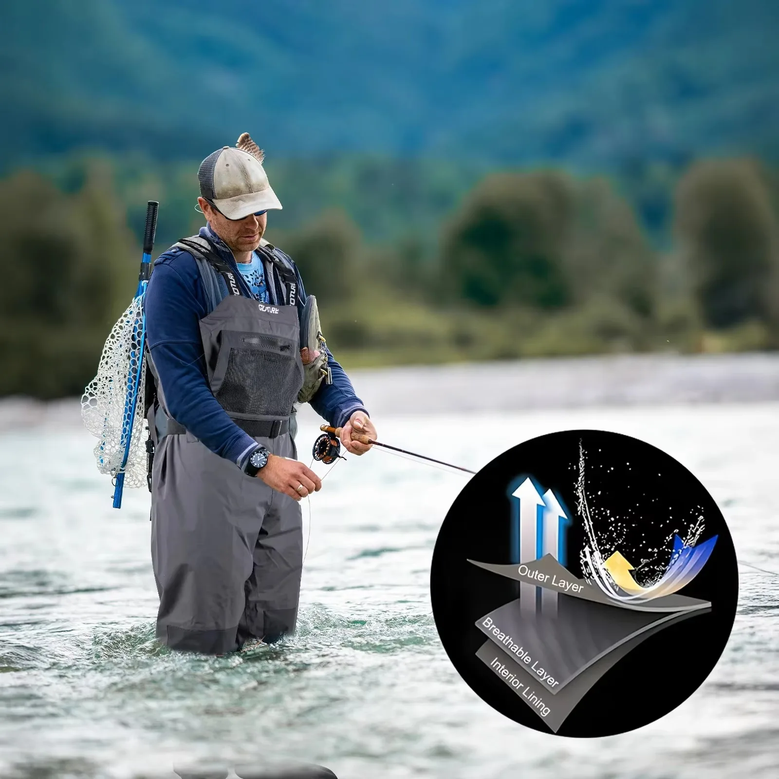 Goture vadeadores de pesca impermeables con forro polar y calentadores - imagen 4