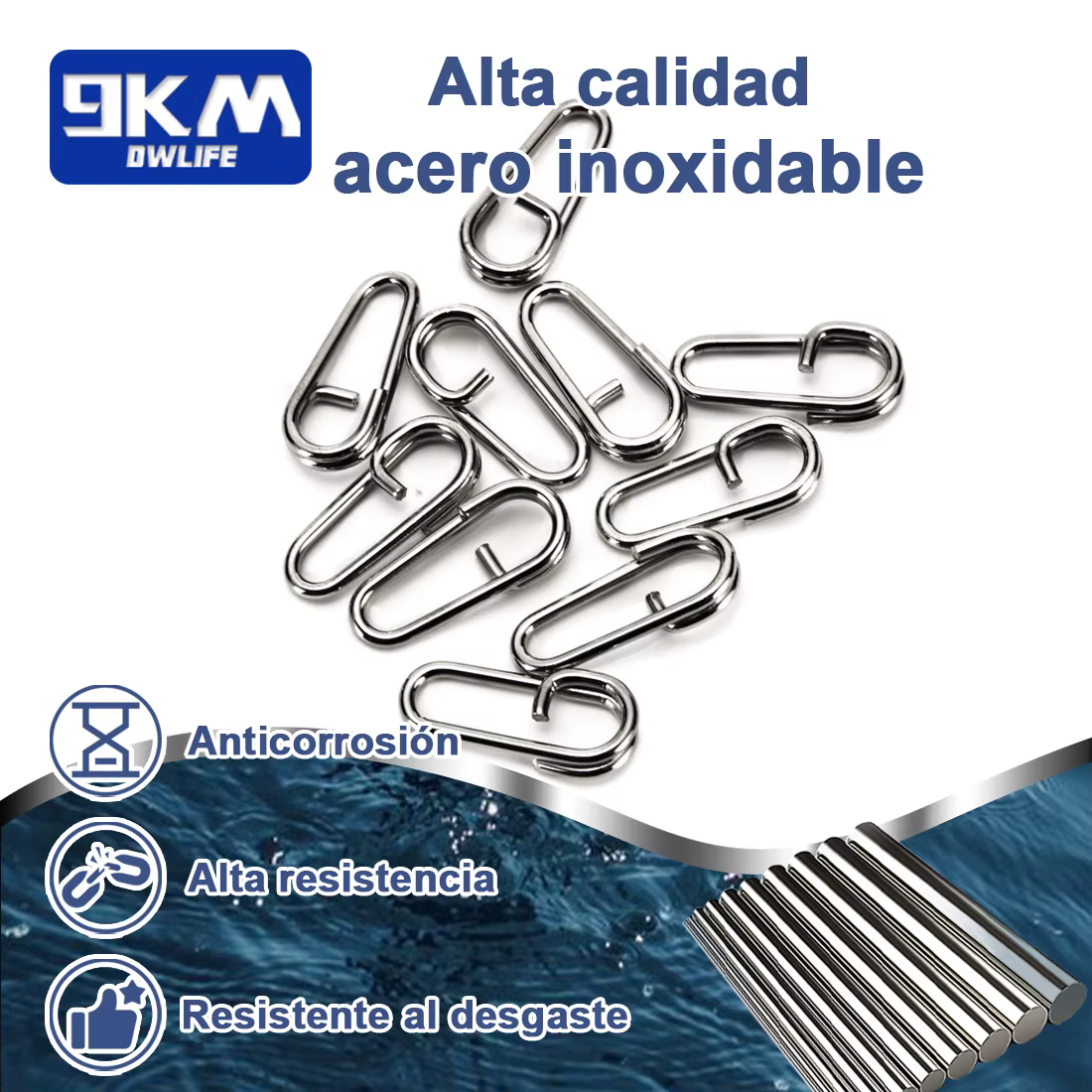 Anillos divididos de acero inoxidable – Ovalados para pesca - imagen 3