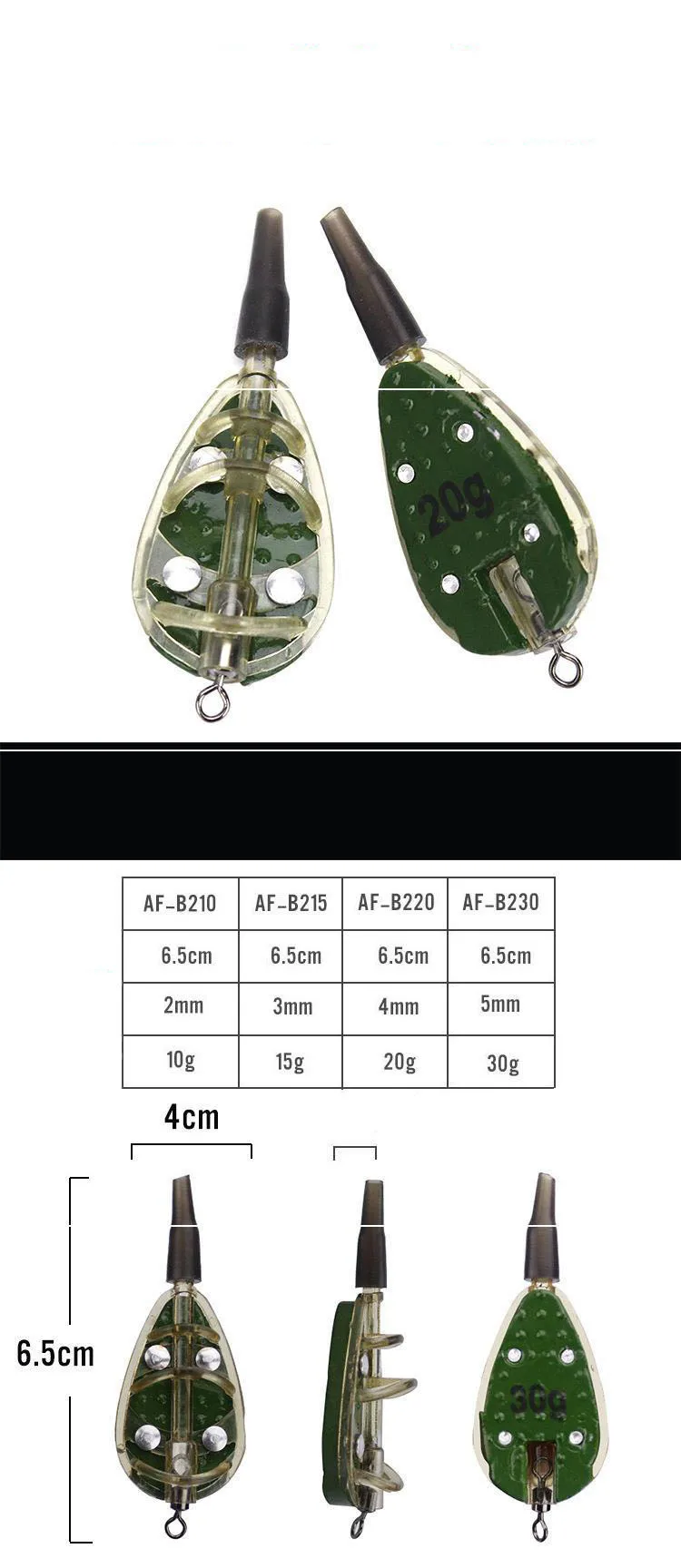 Alimentador de método en línea para pesca de carpa, vista frontal