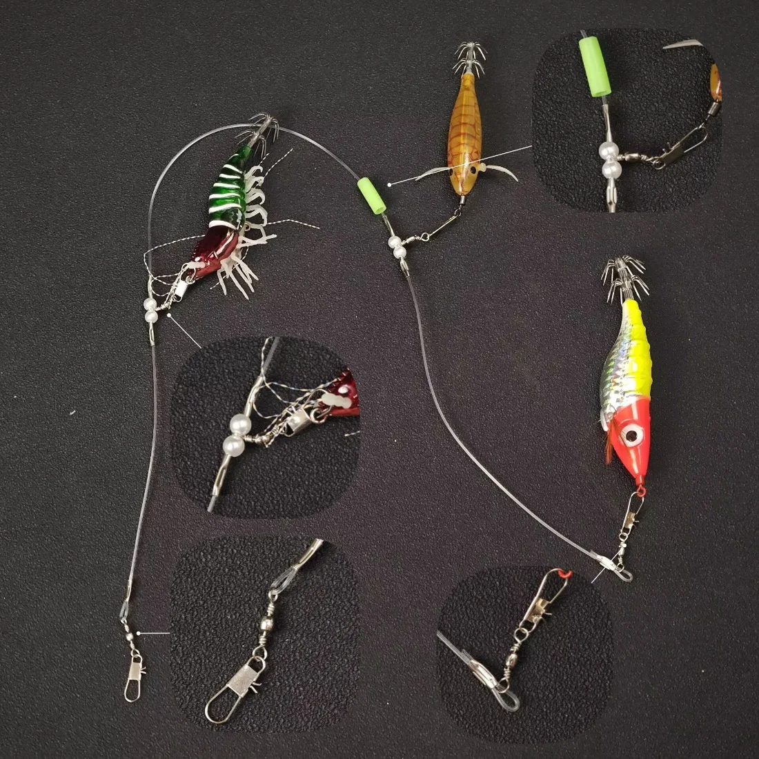 Aparejo para calamar con tubo luminoso verde y varios ramales - imagen 4