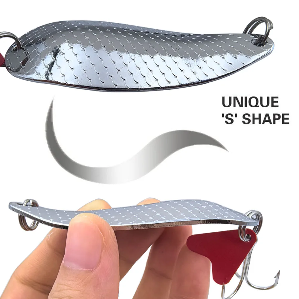 Señuelos metálicos con anzuelo triple para salmón y lubina - imagen 5
