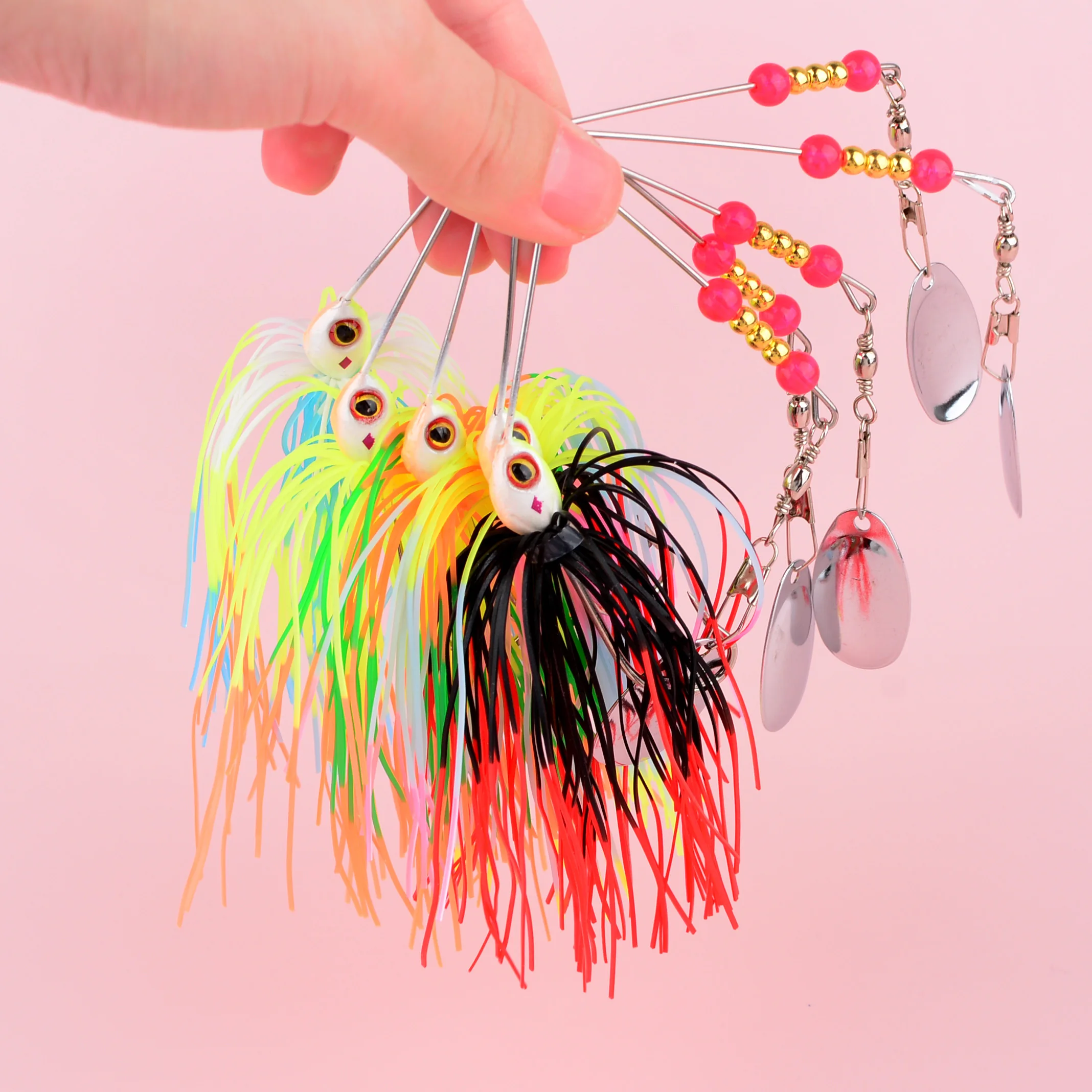 Spinnerbait con faldón para lucio y lubina – cebo metálico giratorio