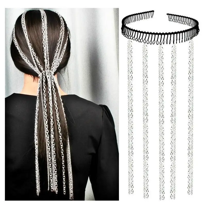 Cadena de pelo metal punk para adorno de cabeza con estilo - imagen 5