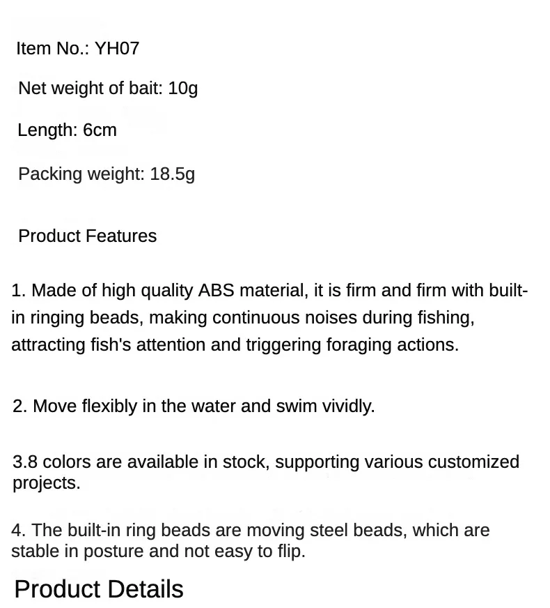 Señuelo hardbait 6cm 10g para pesca de mar