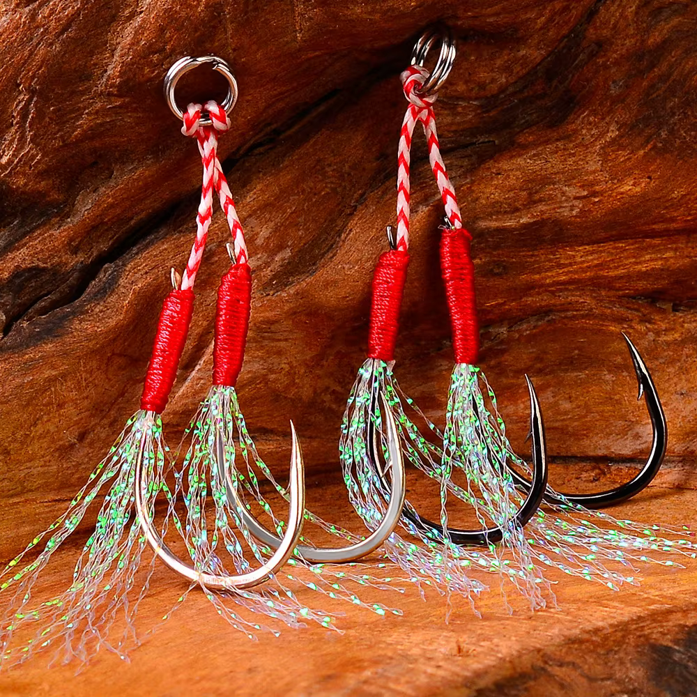 Anzuelo Jig Doble de Acero al Carbono – Ideal para Pesca Vertical - imagen 3