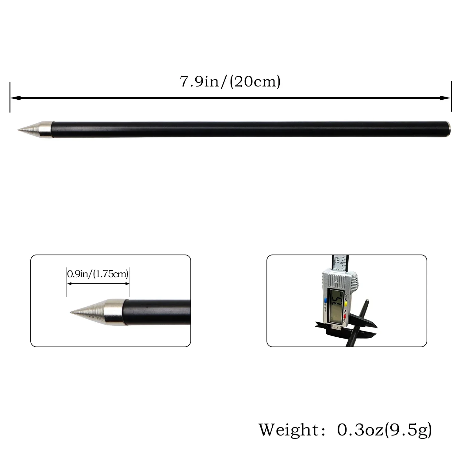 Flechas de pesca negra 7.5mm 20cm punta metálica tiro resortera - imagen 3