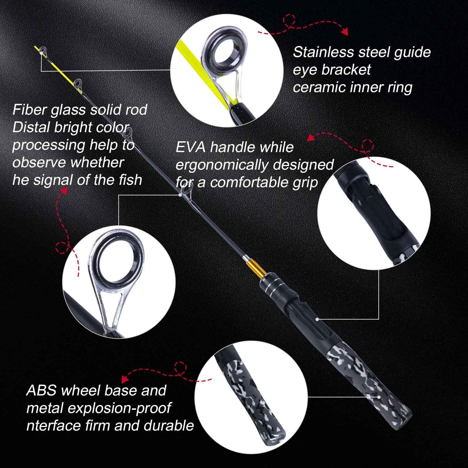 Caña pesca en hielo Goture MH flexible con fibra de vidrio sensible - imagen 4
