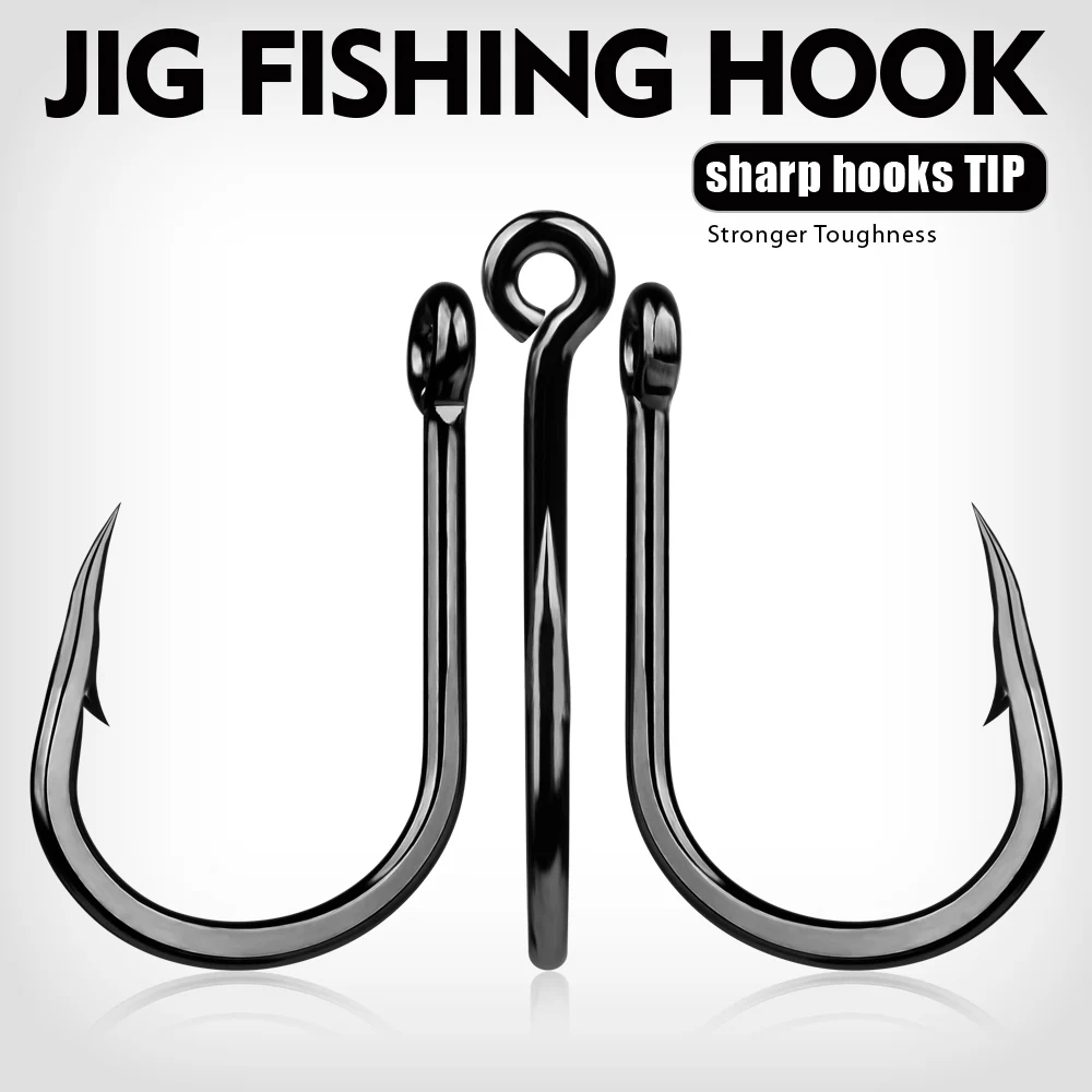 Anzuelos Jig Head Proberos Negros Alta Resistencia 2/0-10/0 Aguas Profundas - imagen 4