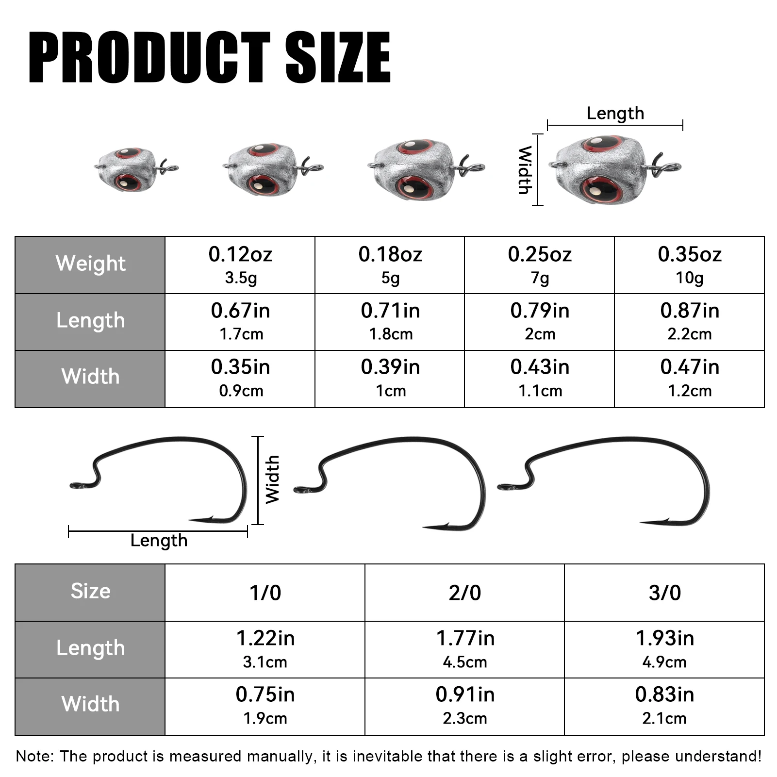 Variedad de estilos de cabeza JIG según el montaje
