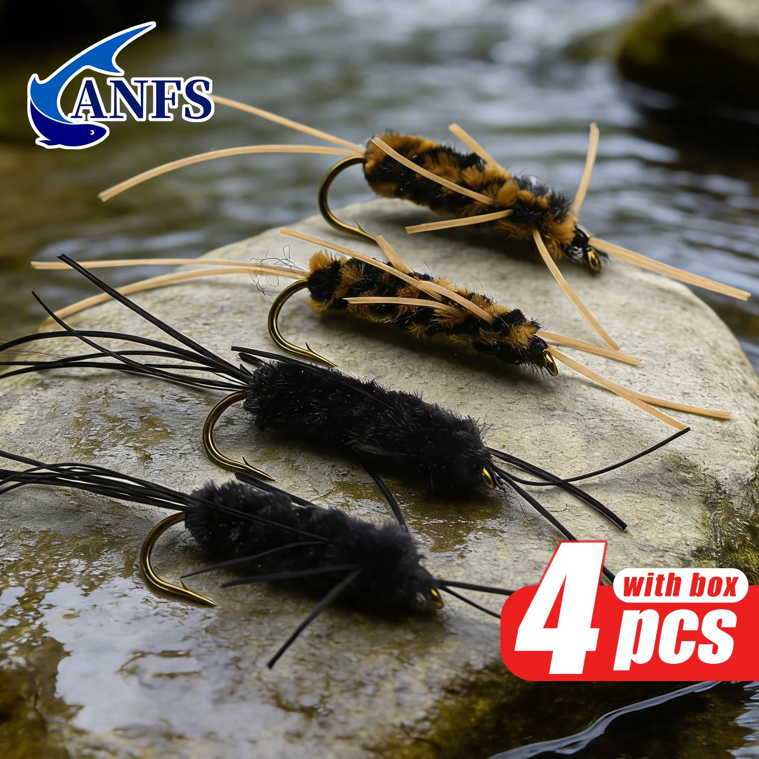 ANFS ninfas de mosca de piedra Pat's Rubber Legs para trucha - imagen 2