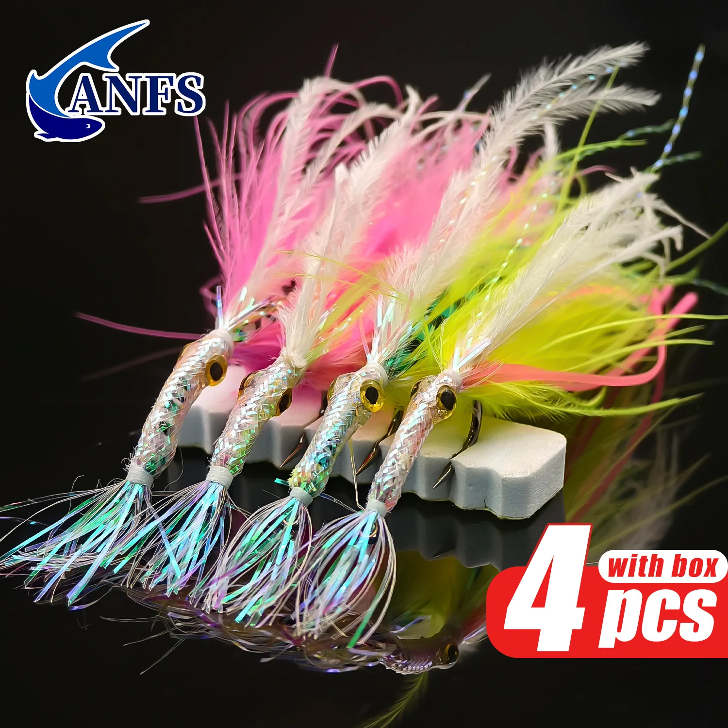 ANFS Moscas húmedas para pesca en agua salada – atadas a mano - imagen 5