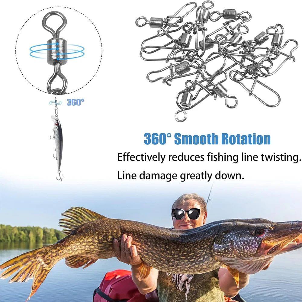 Giratorios con mosquetón Duo Lock acero inoxidable para pesca - imagen 5
