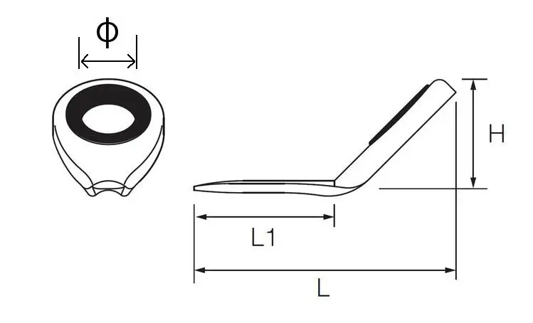 Detalle del soporte fino de acero inoxidable en guías para pesca ligera