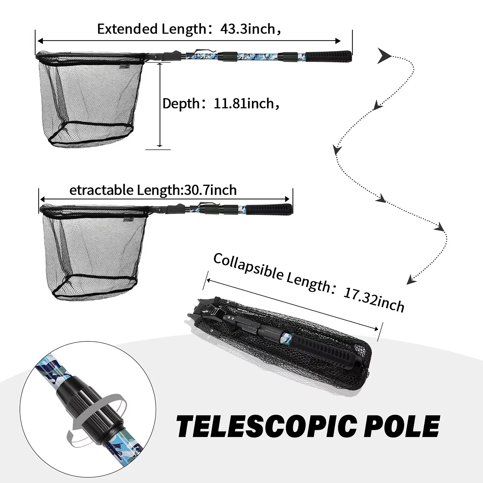 Rede telescópica Sanlike – Fibra de vidrio con recubrimiento antihendidos - imagen 2