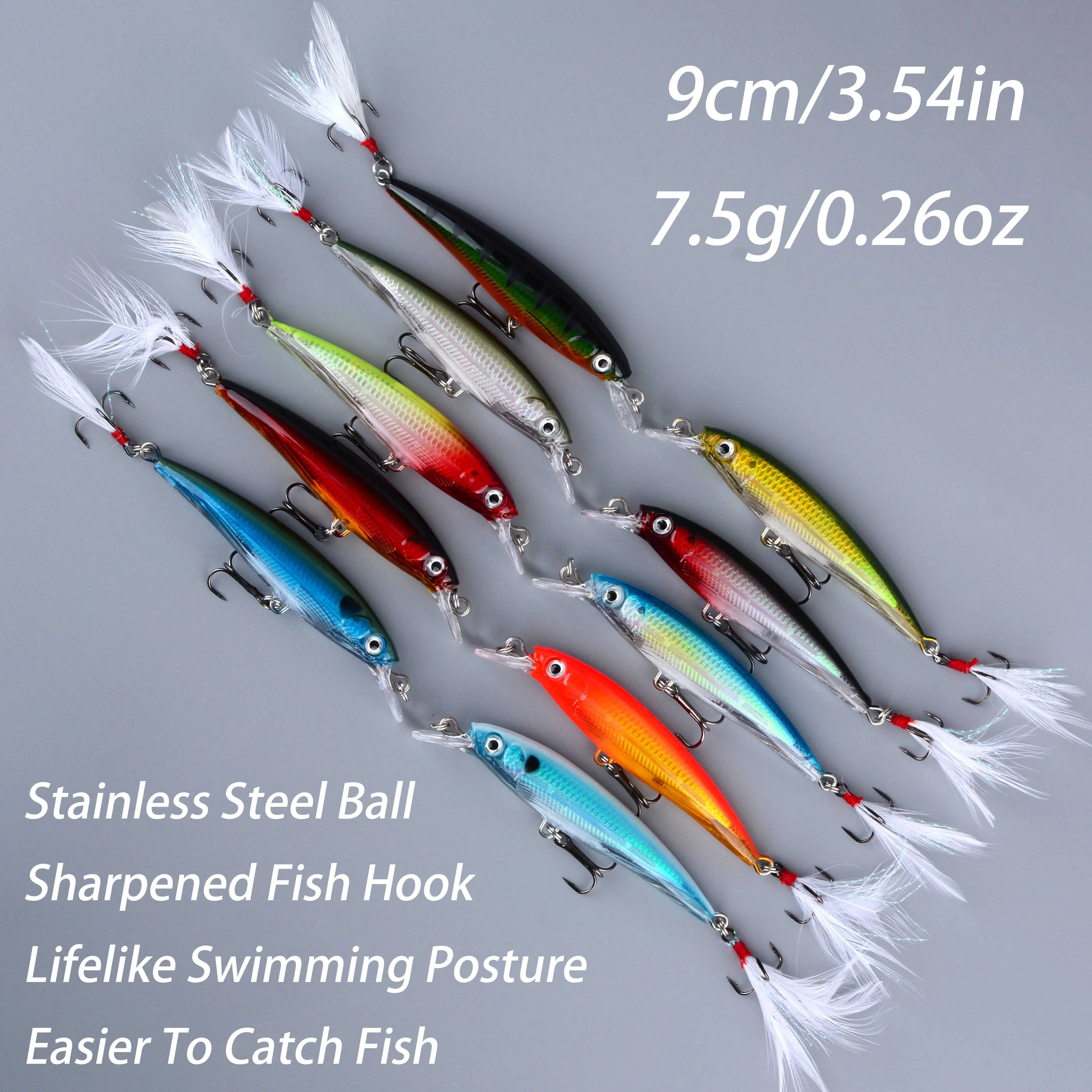 Señuelos Minnow Larser para lubina, cebo artificial con gancho plumas - imagen 3