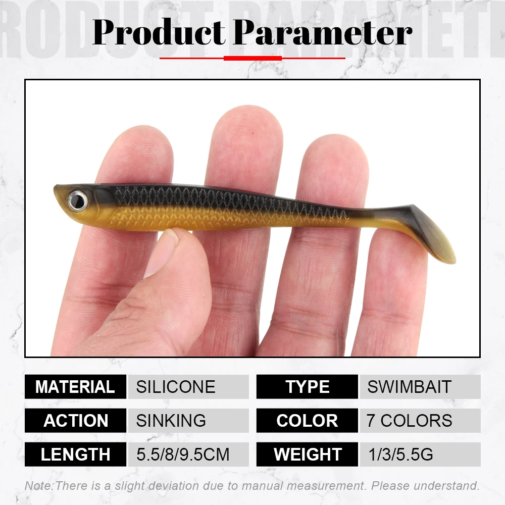 Spinpoler Minnow Shad – Señuelo blando silicona con ojo 3D para Jighead