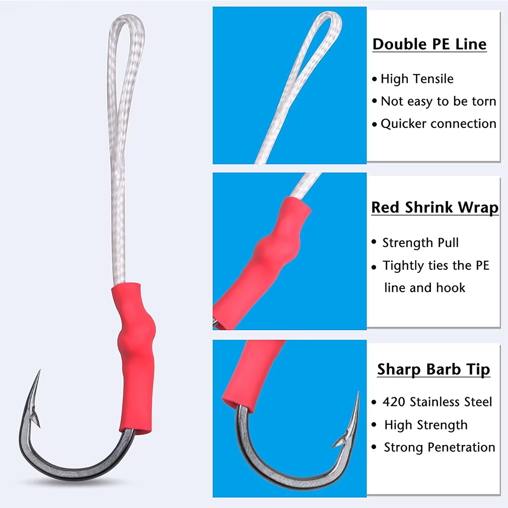 Anzuelos Assist Jigging Inoxidable – Línea PE para Atún Delfín - imagen 3