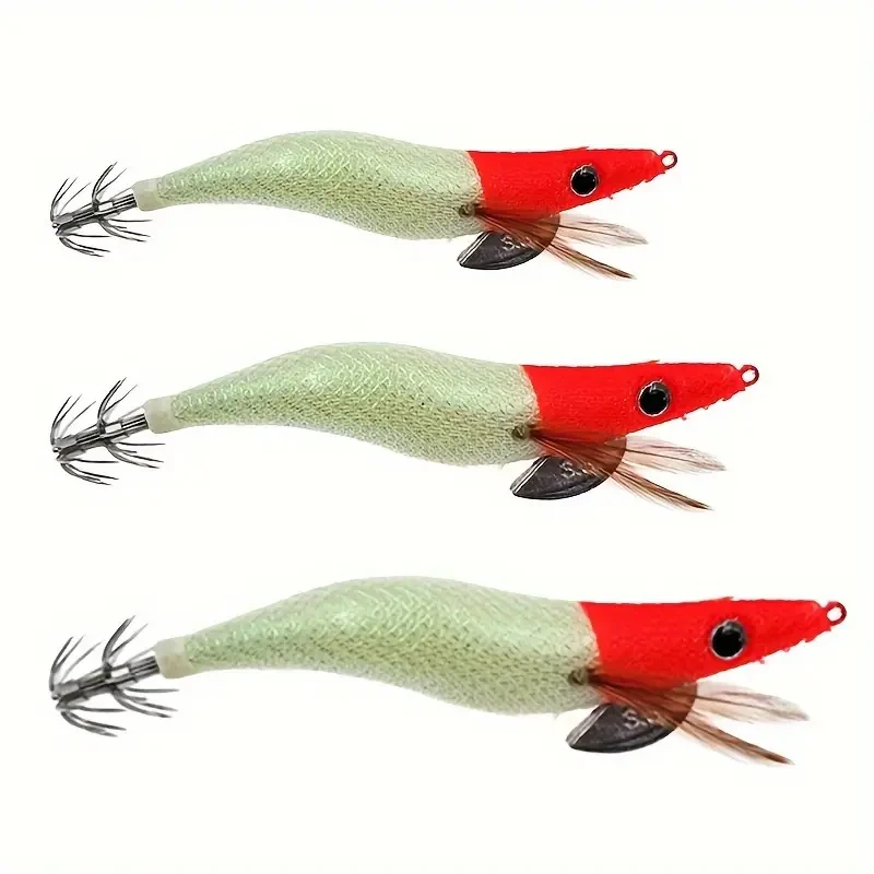 Señuelos de calamar luminosos doble anzuelo – rojo cebo duro - imagen 2