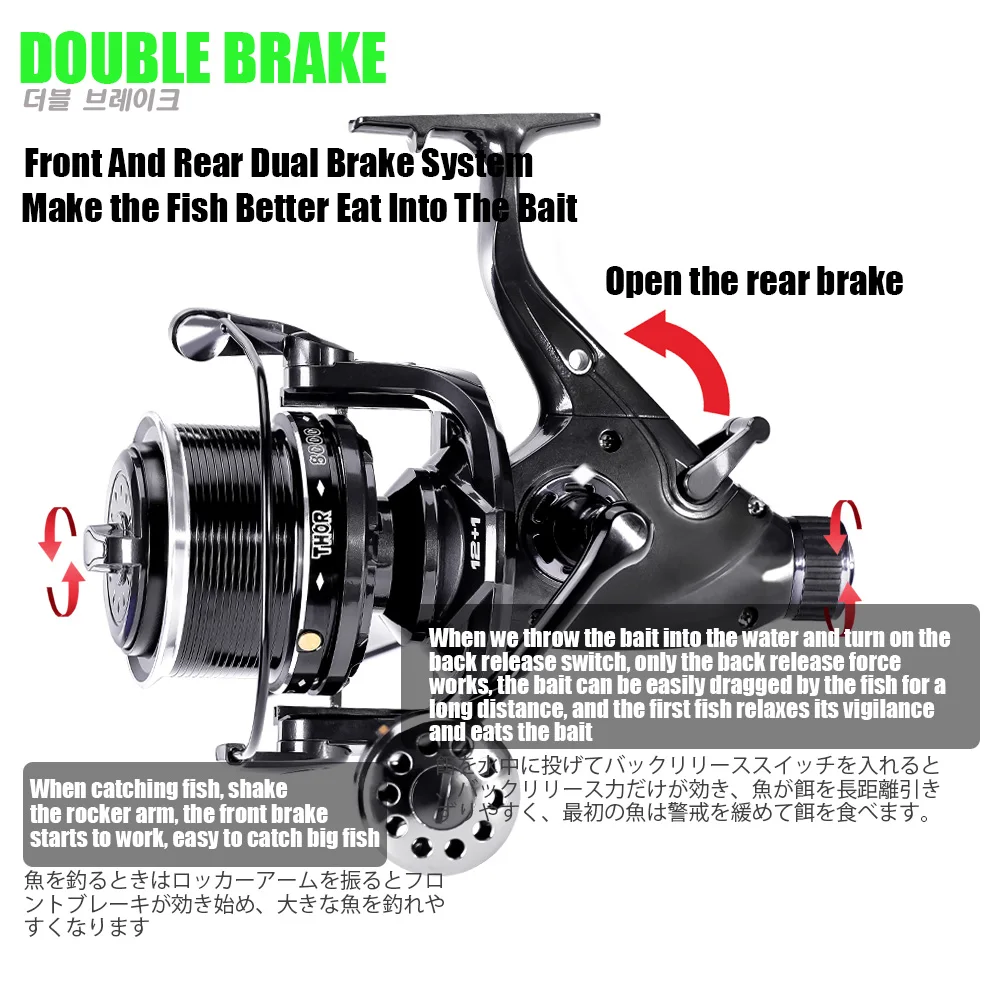 Carrete Spinning Doble Arrastre 27kg – 12+1 rodamientos para Carpa - imagen 3