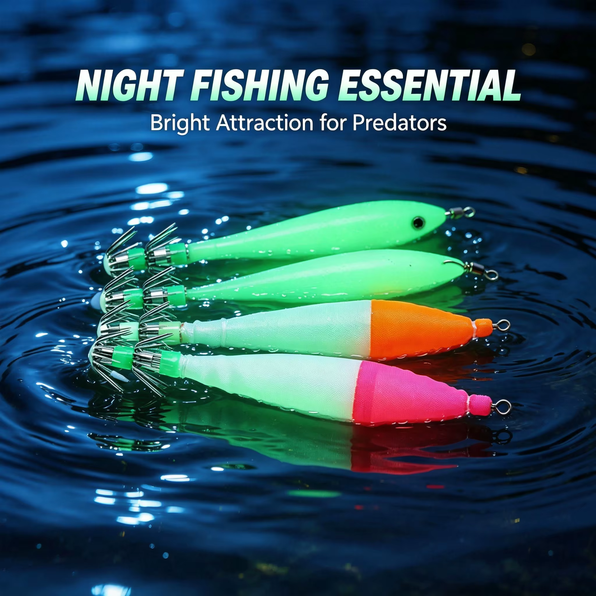 Señuelos Calamar Noctilucentes 3D Pesca Costera - imagen 4
