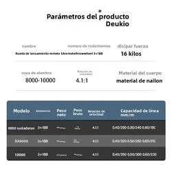 DEUKIO 8000 Carrete giratorio 16kg arrastre marino