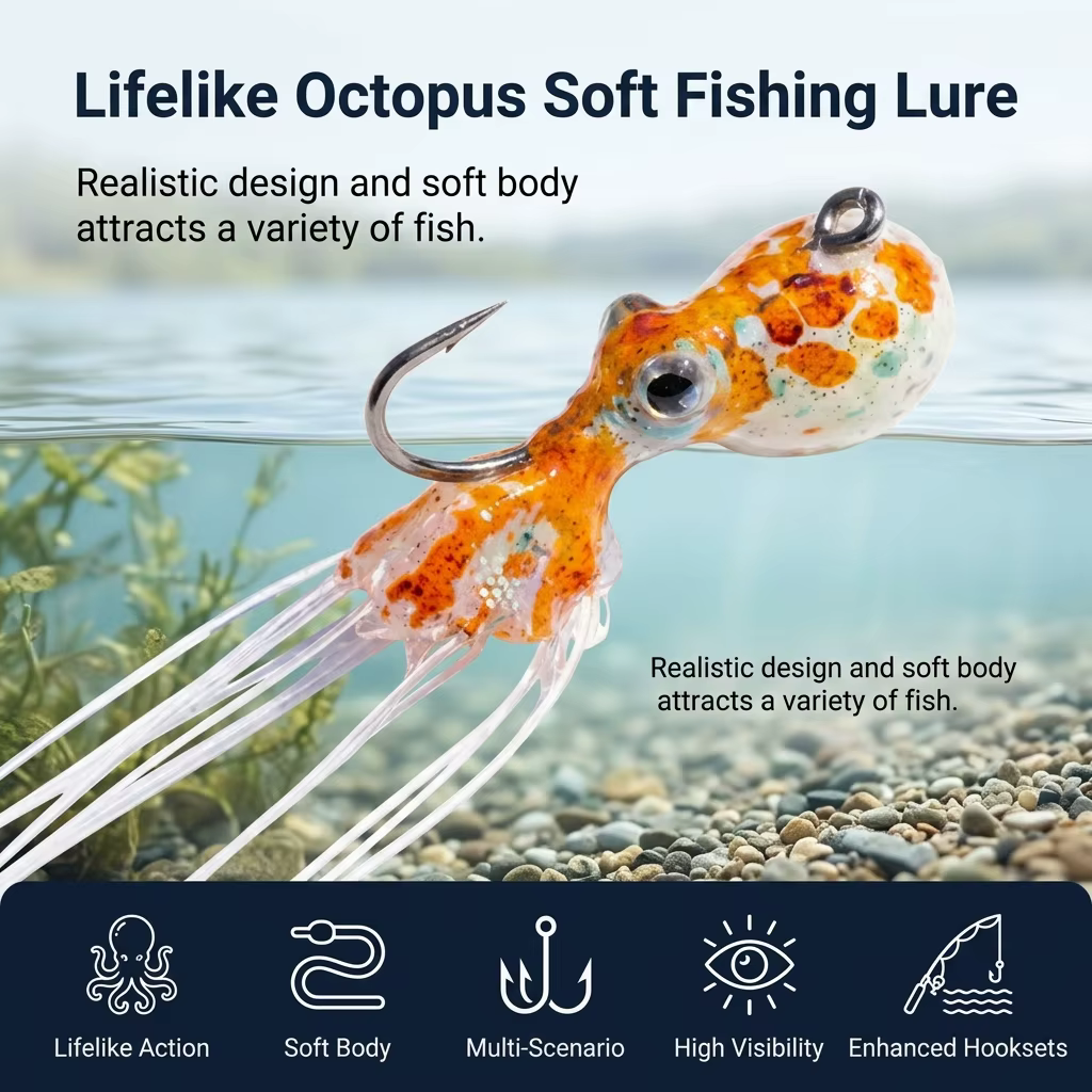 Señuelo Octopus Flexible para Pesca en Agua Dulce - imagen 3