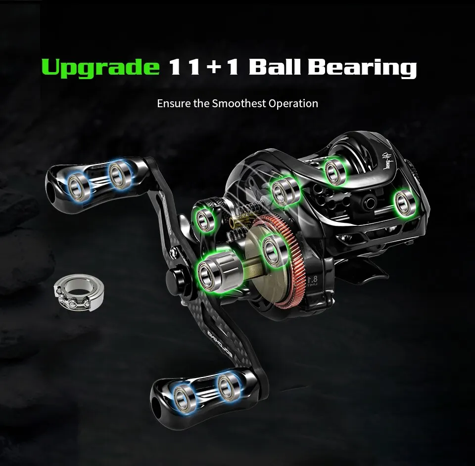 Carrete Baitcasting SOLOKING BMC100 BFS – 11+1 rodamientos, 5KG arrastre - imagen 3