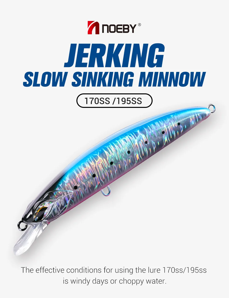 Jerkbait NOEBY de hundimiento lento para agua salada