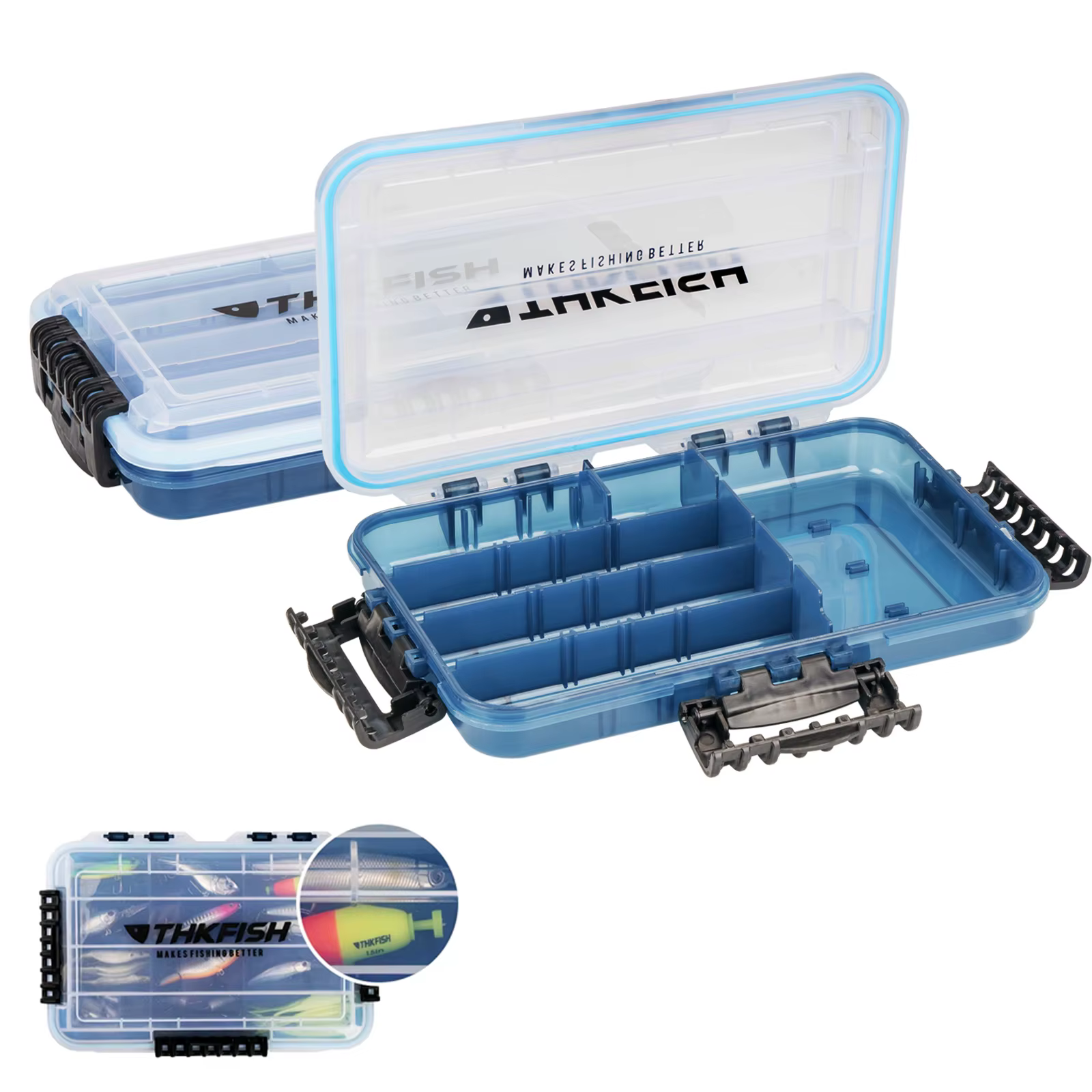 THKFISH Caja de Pesca con aparejos, cebos y flotadores extraibles - imagen 2