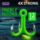 Anzuelos triples Chinook luminosos verdes de acero alto carbono - imagen 3
